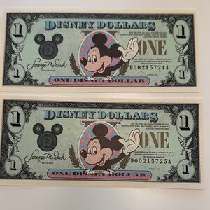 1991 D Series uncirculated sequentially numbered Disney dollars
